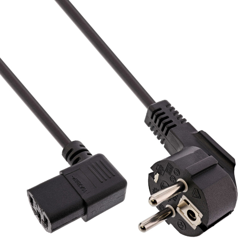 Inline Cable Power , Schutzkontakt Ángulo a C13 Ángulo Izquierdo, Black 5M