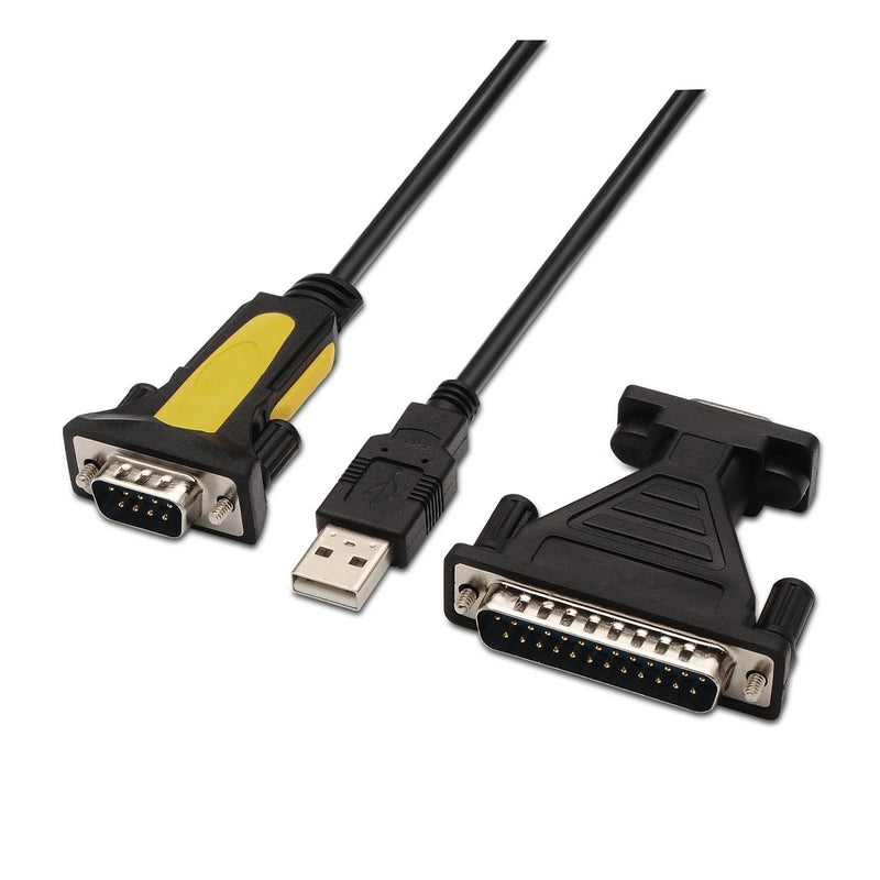 Aisens Converter USB a Serie - Type a Male a RS232 DB9/M DB25/M - 1.8M - Black