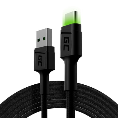 Green Cell Cable Ray USB-A - USB-C Green LED 200CM With Stand Charging Fast Ultra Charge QC3.0 — image 1