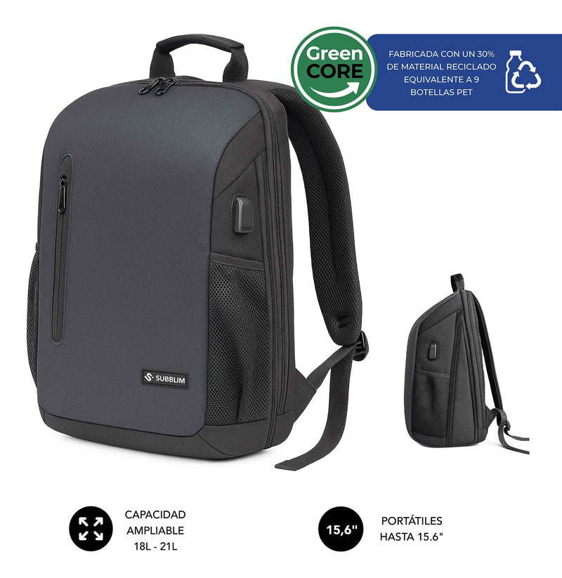 Subblim Backpack Xpand Air Padding Backpack Laptops Up To 15.6' Port USB Black