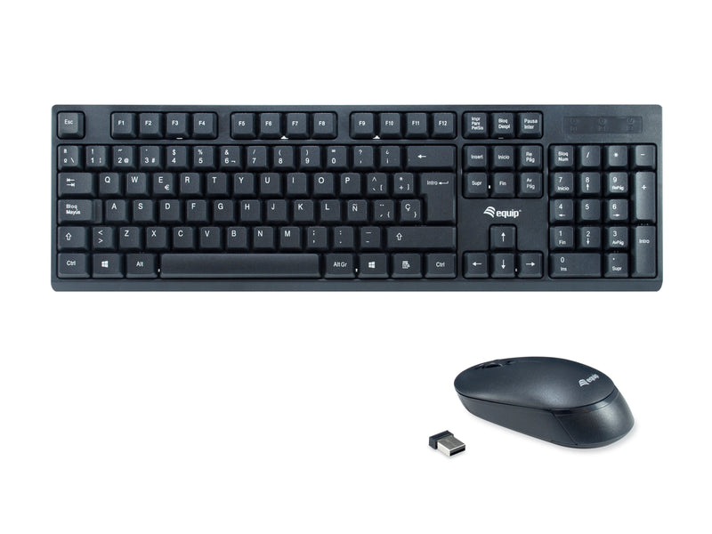 Equip Keyboard Spanish + Mouse 245221 RF Wireless QWERTY Black