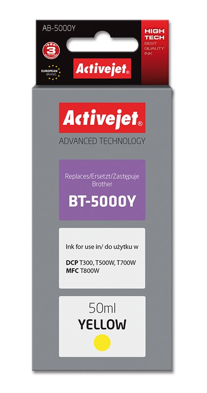 Activejet Ink AB-5000Y (reemplazo Brother BT-5000Y Supreme 50ML Yellow