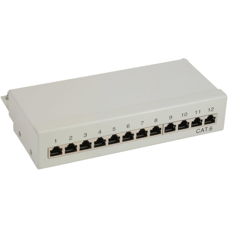 Inline Patch Panel CAT.6 12 Ports Assembly Desk/Wall Grey Claro RAL7035