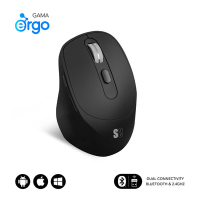 Subblim Mouse Confort Ergo Dual Wireless Bluetooth, USB 2.4GHZ 2400DPI - 5 Buttons - Uso Diestro - Black — image 1