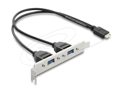 USB Typ- And Key B Plug Zu 2 X USB 5Gbps Typ-a Buchse With Slotblech Anschlusscable 35,5CM — image 1