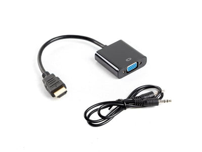 Lanberg Adapter Hdmi-a Male a VGA Female With Audio AD-0017-BK, Resolution Up To 1920X1200,CABLE 20CM — image 1