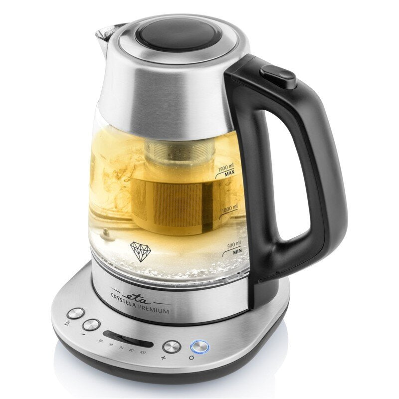Eta Kettle 915390000 Crystela Premium, With Controller Eléctrico, Power 2200W, Capacity 1,5 L, Glass Steel Ino