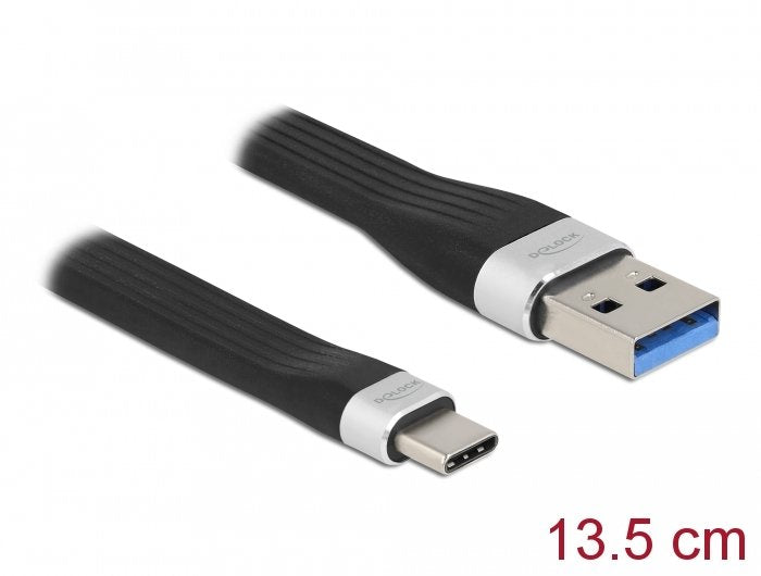 Delock Cable Flat USB 3.2 Gen 1 Fpc USB Typ-a a USB Type-c 13,5CM Pd 3A