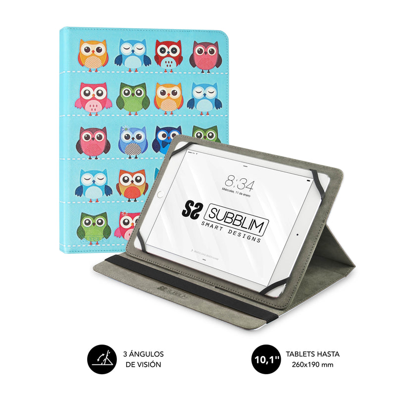 Subblim Case Universal Trendy Owls Tablet Up To 10.1'/25.6CM Outdoor Símil Leather Indoor Aterciopelado Closur