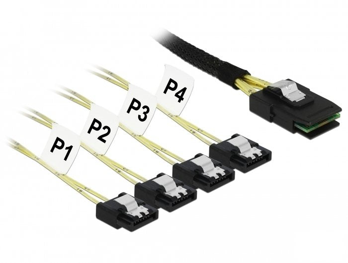 Delock Cable Mini Sas SFF-8087 4 X SATA 7 Pin 1M Metal