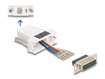 Delock D-sub 15 Pin Connector Female a RJ12 Connector Female Kit Assembly White — image 1