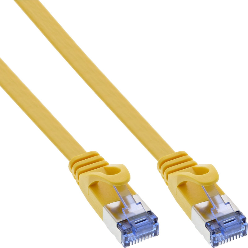 Inline Network Cable Flat , U/FTP, CAT.6A, Yellow 10M