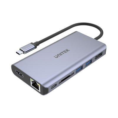 Unitek D1056A Hub USB-C 2x USB 3.1 HDMI DP RJ45 SD Reader — image 1