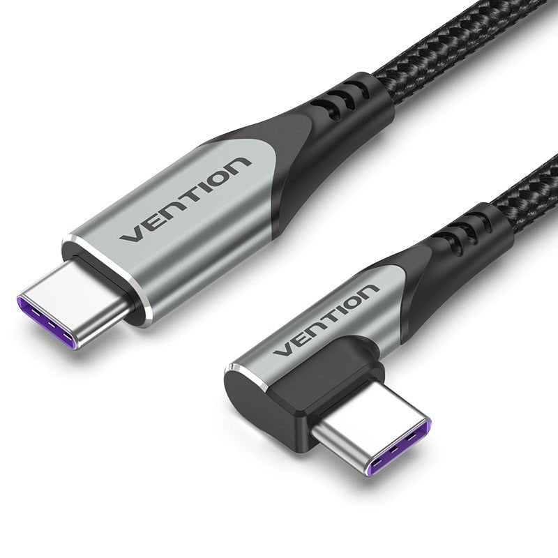 USB 2.0 USB-C Male Right Angle Cabl To USB-C Male 5A Cable 2M Gray a