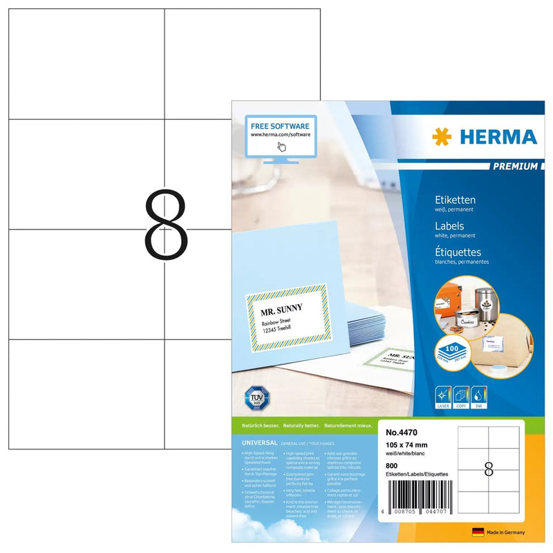 Herma Labels Premium A4 White 105X74 Mm Paper 800 Units