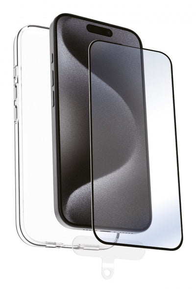 Muvit Case Recycletek Apple Iphone 16 Pro Max. Transparent + Protector Glass Tempered Frame Black — image 1