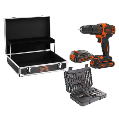 Black + Decker Drill Atornillador Combinado a Battery BDCHD18B2FC, 18 Voltios Black/Orange 2 Batteries Iones L — image 1