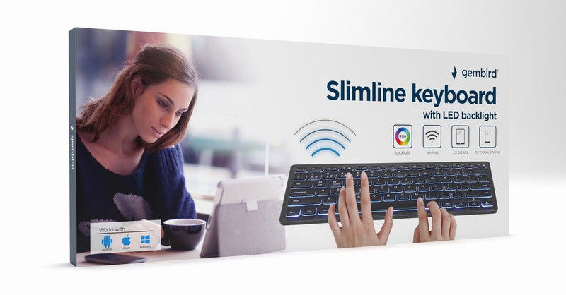 Gembird Keyboard German KB-BTRGB-01-DE Universal Bluetooth Qwertz Black