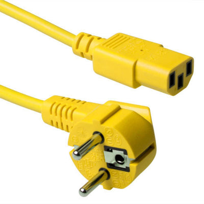 Powercord Mains Connector Schuko Cee 7 Male (angled) - C13 IEC 60320 Yellow 5M — image 1