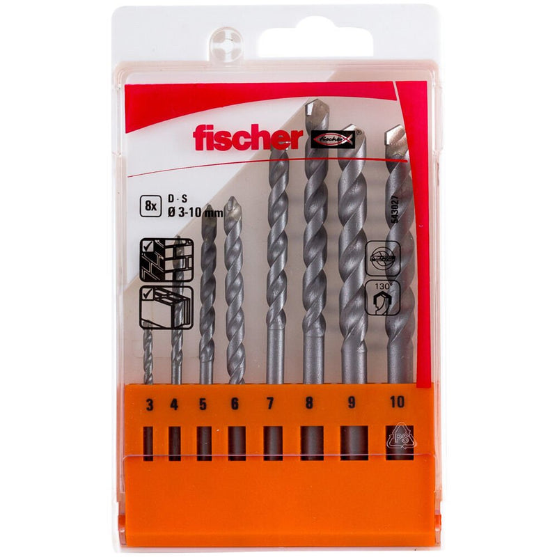 Fischer Pack 8 Taladro Brocas Percusion S 3/4/5/6/7/8/9/10 543027