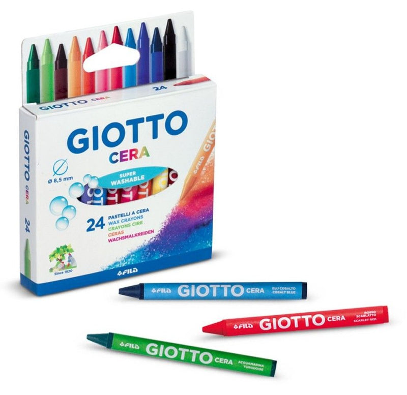 Giotto Pack 24 Pencils Cera - Extraresistentes - Easy Sacar Punta - No Mancha