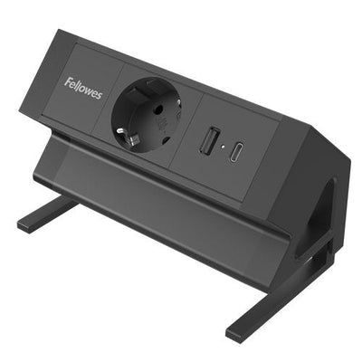 Fellowes Power Strip Desktop 100137172 1 Sockets Power 1 USB 1 USB Type-c Cable 2M Black — image 1