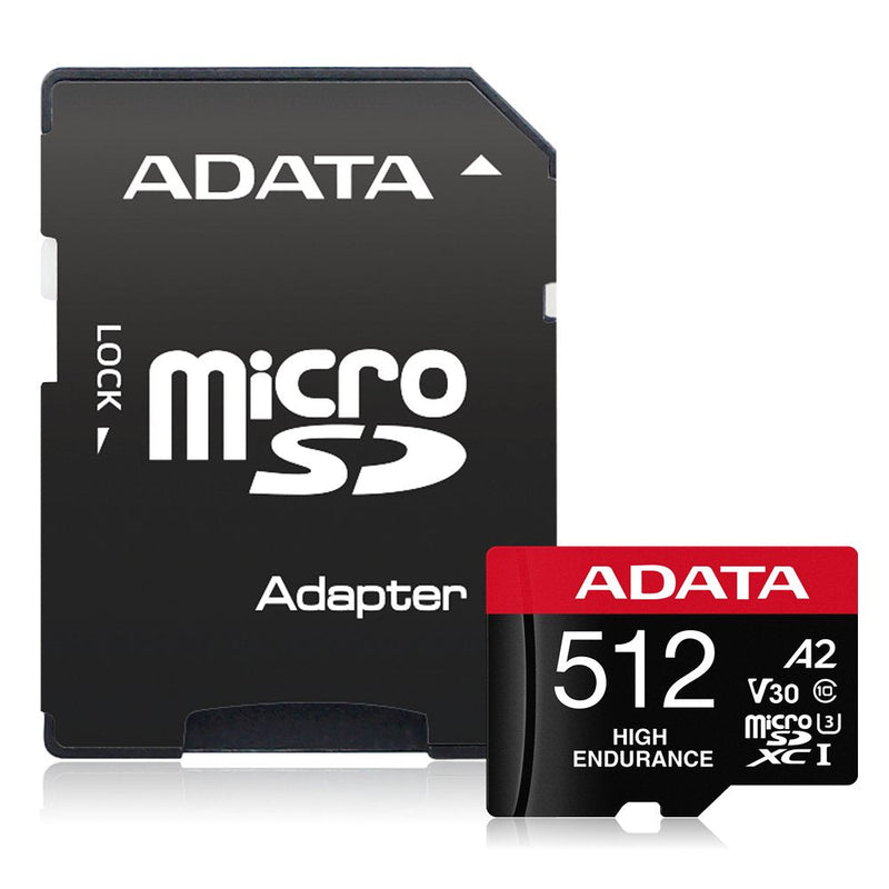 ADATA High Endurance 512GB Microsdxc, Memory Card Uhs-i U3, Clase 10, V30, A2