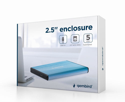 Gembird EE2-U3S-3-B External Enclosure HDD USB 3.0 2.5 Aluminium Brushing Blue — image 1