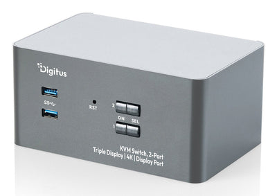 Digitus KVM Switch, 2-PORT, Triple-display. 4K, DisplayPort — image 1