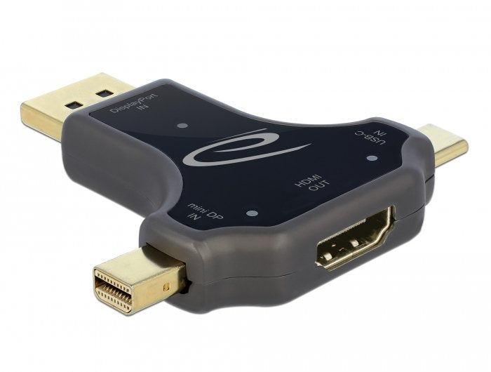 Delock 3 In 1 Monitor Adapter With Usb-c™ DisplayPort Mini DisplayPort Input a HDMI Output With 4K 60 HZ