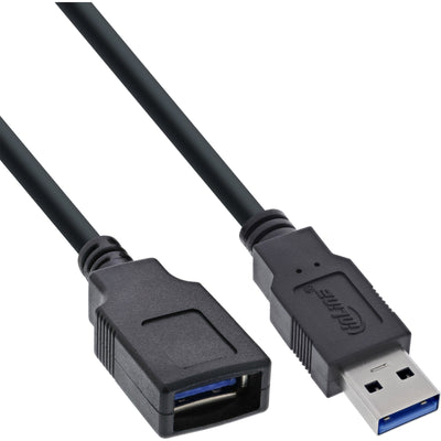 Inline 80 Pieces Pack Extensión Cable USB 3.0, a Male/Female Black 1M — image 1