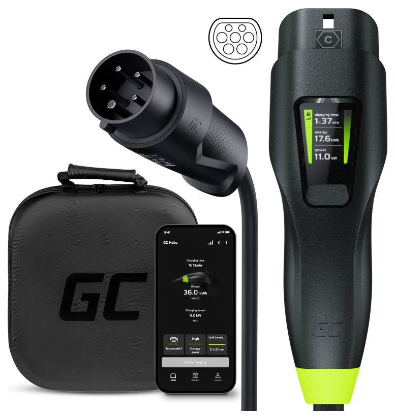 Green Cell EVGC01 Cable Charging Vehículo Eléctrico Black Type 2 3 7M