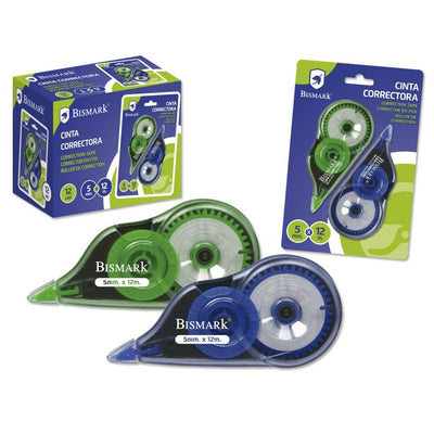 Bismark Pack 2 Cintas Correctoras 5MM X 12M - Body Transparent - Forma Ergonomica — image 1