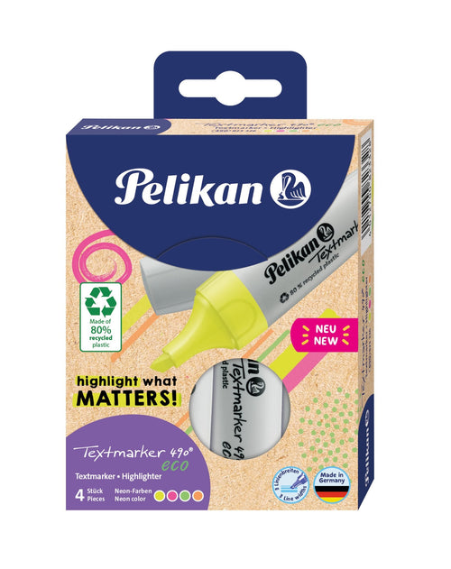 Pelikan Subrayador 490 Eco Set Of 4 Neon-colores Im Case — image 1