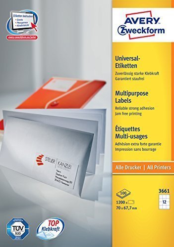 Avery Zweckform Labels 3661 White 70,0 X 67,7MM — image 1