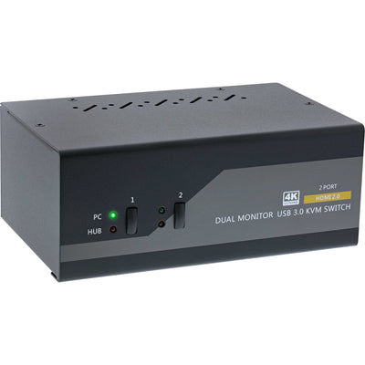 Inline® KVM Desktop Switch, 2-PORT, Dual Monitor HDMI 2.0, 4K, USB 3.0, Audio — image 1