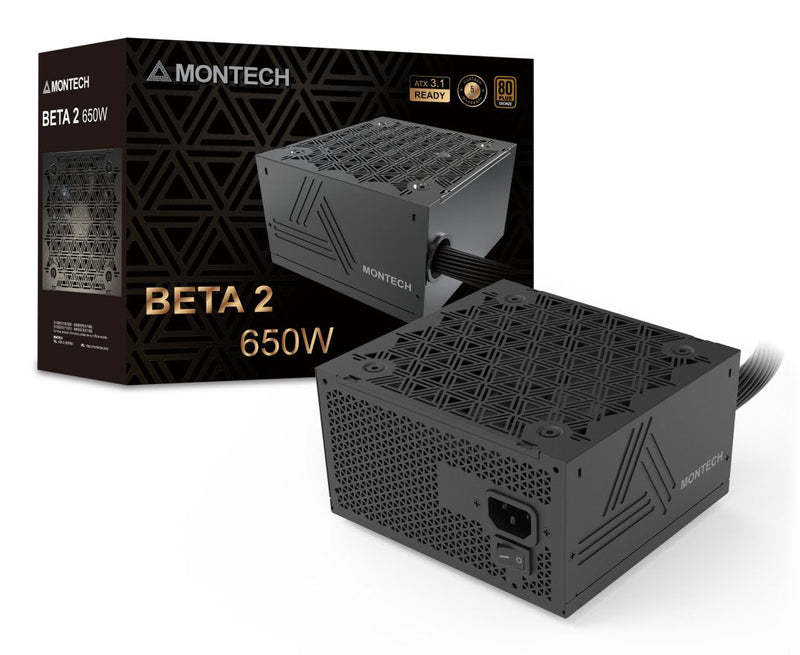 Montech Beta 2 80 Plus Bronze Power Supply ATX 3.1 - 650 Watt, Black
