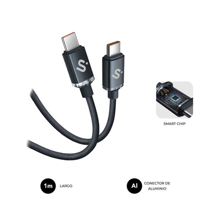 Subblim Cable Optimus 60W USB-C/USB-C 1M Black 60W/ Length 1M/ USB-C &harr, USB-C/ Pd — image 1