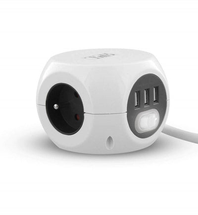 Tnb 2 In 1 Multi-socket Adapter With 3 X 16A Earthing Contacts And 3 USB 2.4A Ports - White — image 1