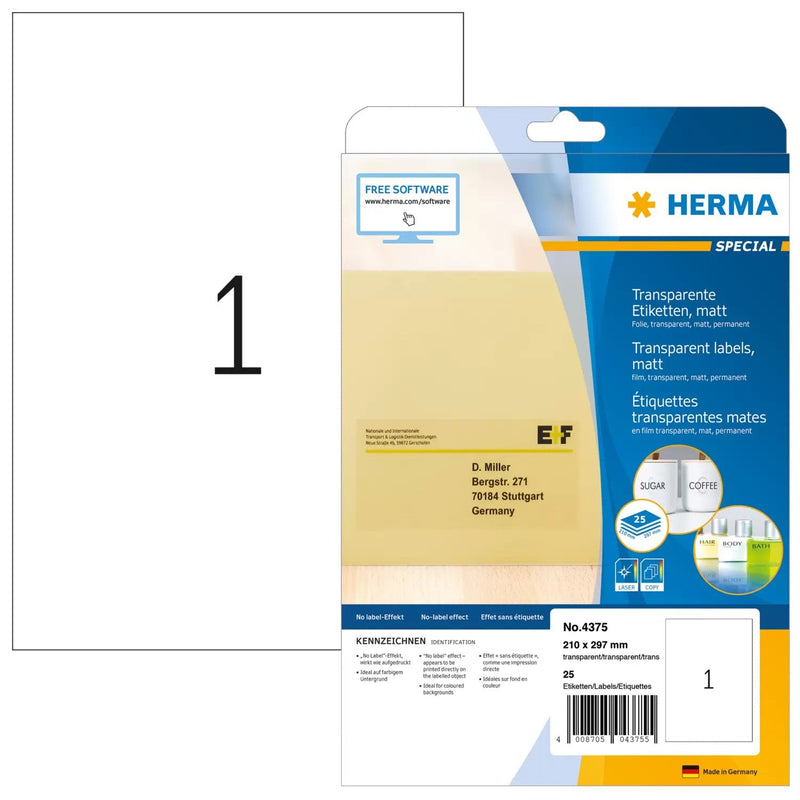 Herma 4375 Label Printer Transparent Label Printer Self-adhesive
