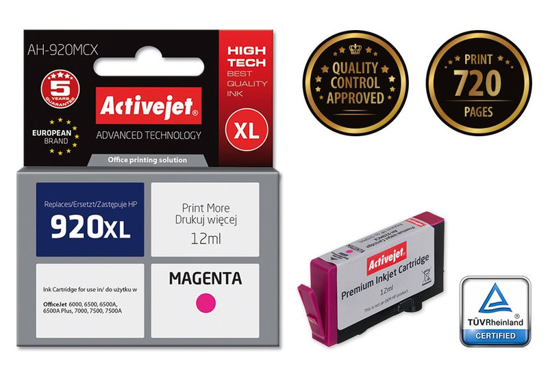 Activejet Ink Ah-920MCX (reemplazo HP 920XL CD973AE - Premium - 12ML - Magenta