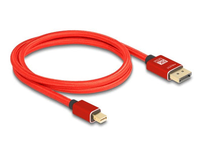 Delock Mini DisplayPort Zu DisplayPort Cable 8K 60 HZ 1M Red Metall Without Einrastfunktion — image 1