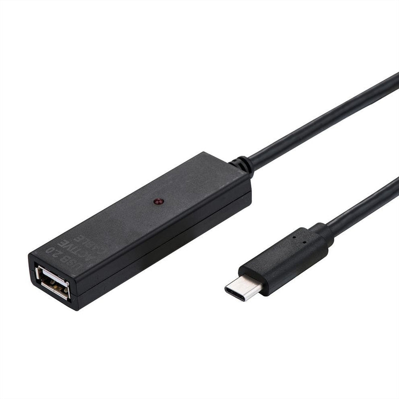 Value USB 2.0 Alargador, Activo, With Repeater, A-c, Black 20M