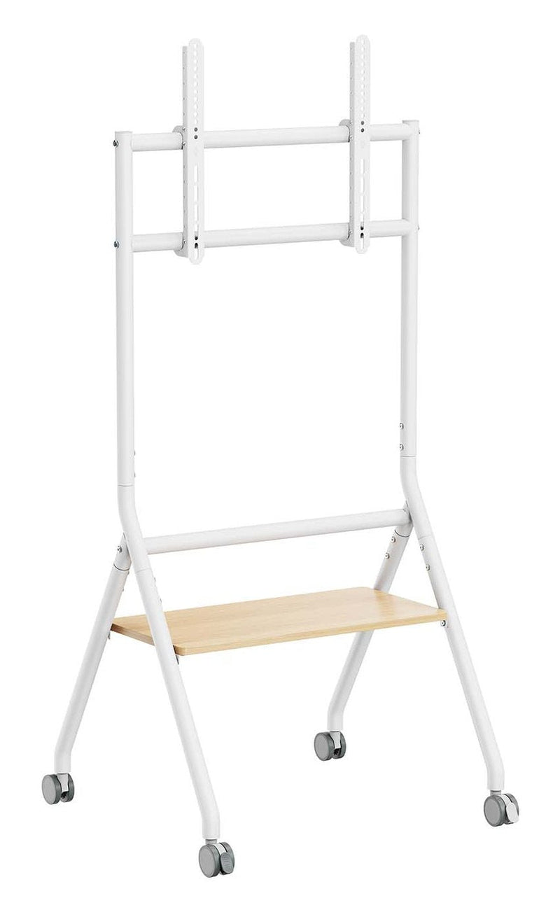 Aisens Soporte Suelo Eco Con Wheel 1 Tray Pantalla Interactive/TV 80KG 37-86, Blanco + Madera