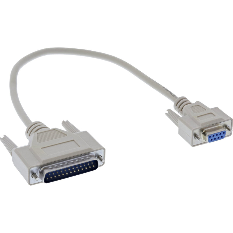 Inline Cable Serie , DB9F a DB25M, Connectors Moldeados, Beige, 0,33M