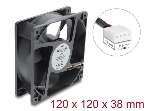 Delock Fan Axial 48V Dc, 120 X 120 X 38MM With 4 Pin PWM Connection Fan Black — image 1