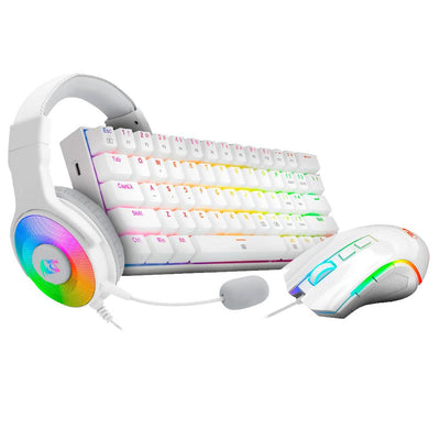 Redragon Combo Keyboard + Mouse + Headphone K630RGBW + M607W + H350RGB-1-W White Spanish — image 1