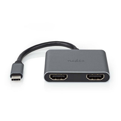 Nedis Usb-c™ Adapter USB 3.2 Gen 1 Usb-c™ Connector Male 2x Hdmi™ 4K@30HZ 0.10M Round Vernickelt Pvc Black Box — image 1