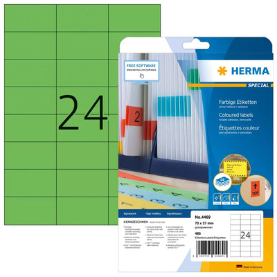 Herma Labels A4 Green 70X37 Mm Paper Matte 480 Units — image 1