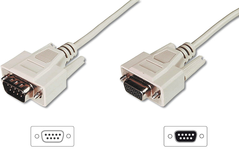 Assmann RS232 Extension Cable DSUB9 M (plug)/DSUB9 F (jack) 10M Beige